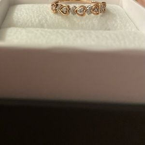 Diamond and Rose Gold Heart Ring Band Size 8